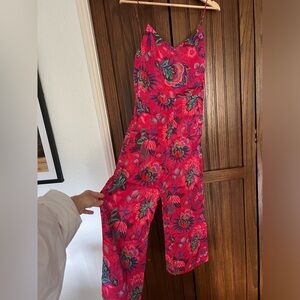 Tropical jumpsuit with matching unstructured jacket